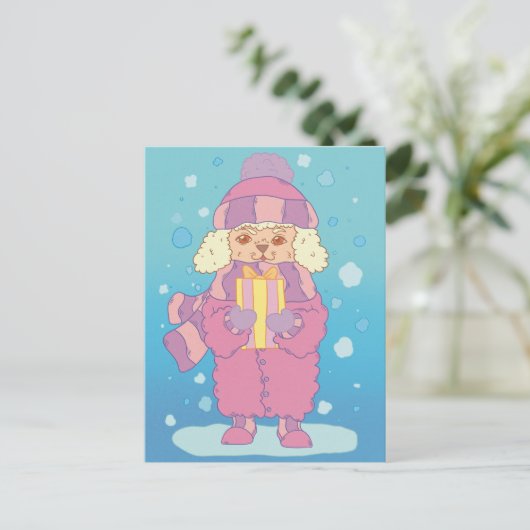 Christmas Poodle Postkarte (Stehend Vorderseite)