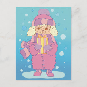 Christmas Poodle Postkarte