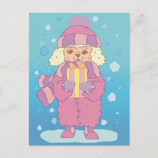 Christmas Poodle Postkarte (Vorderseite)