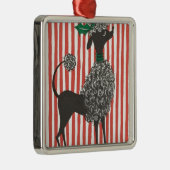 Christmas Poodle Silbernes Ornament (Rechts)