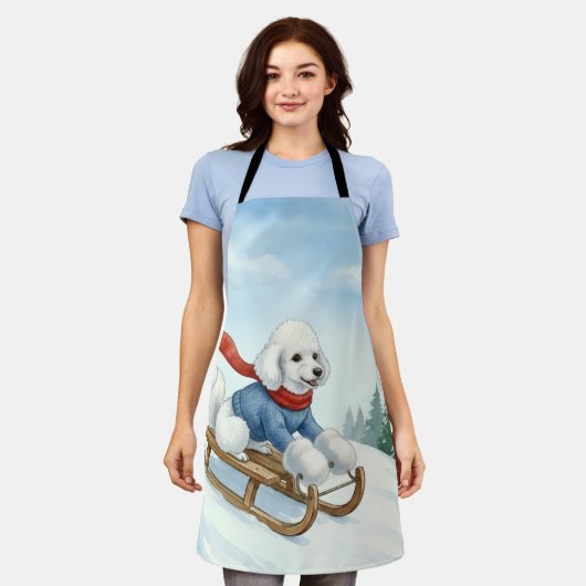 Christmas Poodle Sledding, Apron Schürze (Getragen)