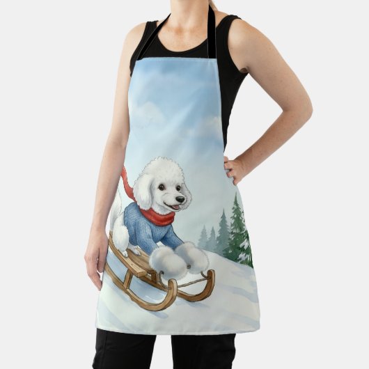 Christmas Poodle Sledding, Apron Schürze (InSitu)