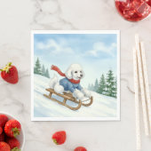 Christmas Poodle Sledding, Napkins Serviette (Beispiel)
