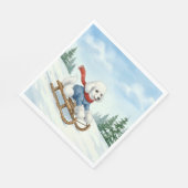 Christmas Poodle Sledding, Napkins Serviette (Ecke)