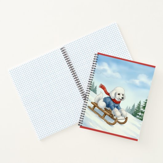 Christmas Poodle Sledding, Notebook Notizblock (Innenseite)