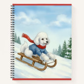 Christmas Poodle Sledding, Notebook Notizblock (Vorderseite)