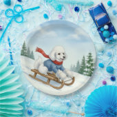 Christmas Poodle Sledding, Paper Plates Pappteller (Party)