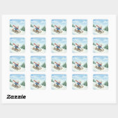Christmas Poodle Sledding, Stickers (Blatt)