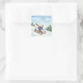 Christmas Poodle Sledding, Stickers (Tasche)