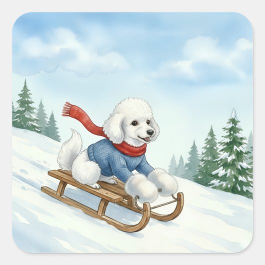 Christmas Poodle Sledding, Stickers (Vorderseite)