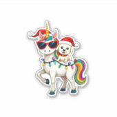 Christmas Poodle Unicorn Sunglasses Poodles T-Shir Aufkleber (Vorderseite)