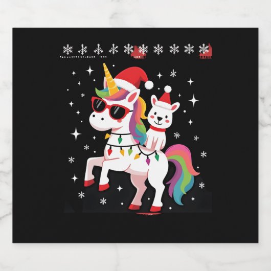 Christmas Poodle Unicorn Sunglasses Poodles T-Shir Schaumweinetikett (Einzelnes Label)
