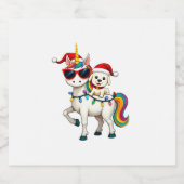 Christmas Poodle Unicorn Sunglasses Poodles T-Shir Schaumweinetikett (Einzelnes Label)