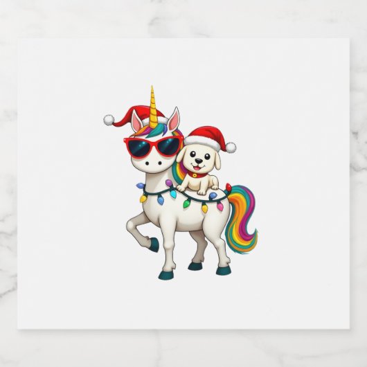 Christmas Poodle Unicorn Sunglasses Poodles T-Shir Schaumweinetikett (Einzelnes Label)