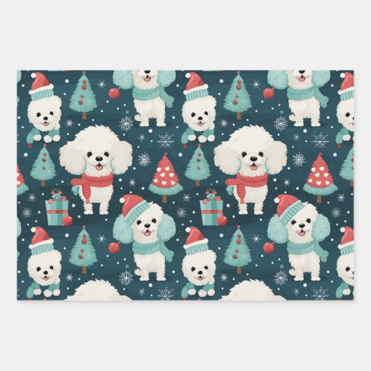 Christmas Poodle Wrapping Paper Set 3 Geschenkpapier Set (Vorderseite 3)