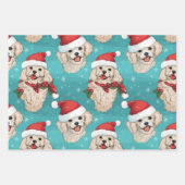Christmas Poodle Wrapping Paper Set 3 Geschenkpapier Set (Vorderseite 2)