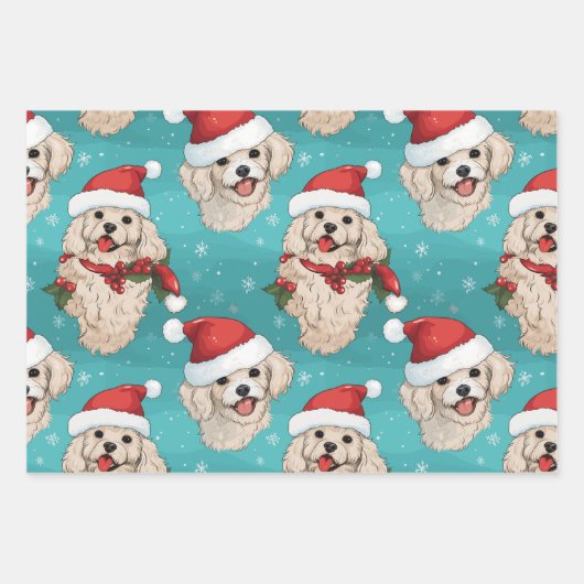 Christmas Poodle Wrapping Paper Set 3 Geschenkpapier Set (Vorderseite 2)