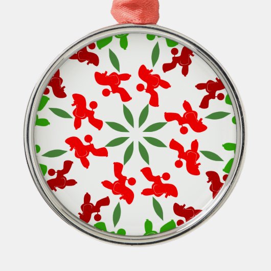 Christmas Poodles Silbernes Ornament (Vorne)