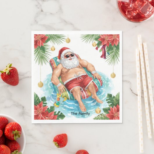 Christmas Pool Party with Santa Claus  Serviette (Beispiel)
