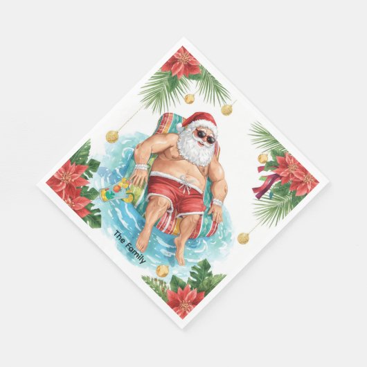 Christmas Pool Party with Santa Claus Serviette (Ecke)