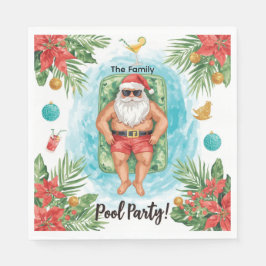 Christmas Pool Party with Santa Claus Serviette