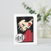Christmas Pop Art Girl Santa I Can Explain Postkarte (Stehend Vorderseite)