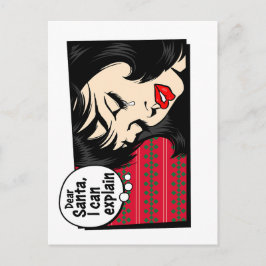 Christmas Pop Art Girl Santa I Can Explain Postkarte