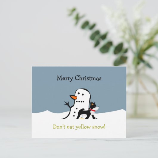 Christmas Postcard - Don't eat yellow snow! Postkarte (Stehend Vorderseite)