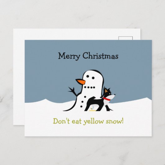 Christmas Postcard - Don't eat yellow snow! Postkarte (Vorne/Hinten)
