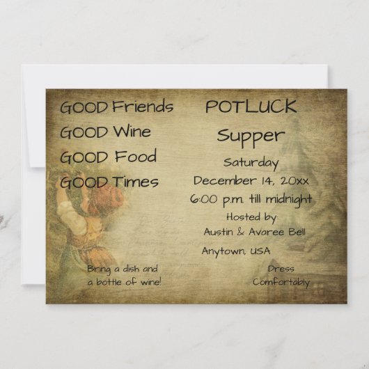 Christmas Pot Luck Supper Party Einladung (Vorderseite)