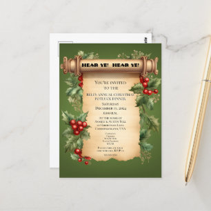 Christmas Potluck Dinner Old World Scroll Einladun Postkarte