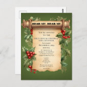 Christmas Potluck Dinner Old World Scroll Einladun Postkarte (Vorne/Hinten)
