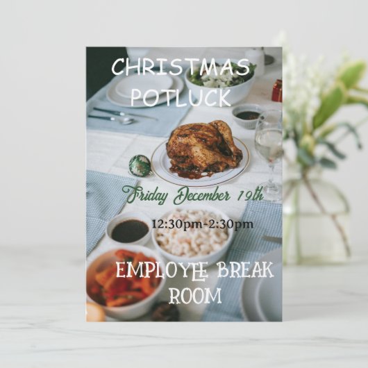 Christmas Potluck Invitation Einladung (Stehend Vorderseite)