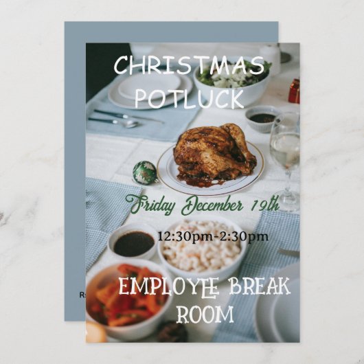 Christmas Potluck Invitation Einladung (Vorne/Hinten)