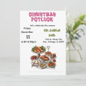 Christmas Potluck Invitation Einladung (Stehend Vorderseite)