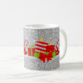 Christmas Potpourri Silver Imitats Glitzer Kaffeetasse (VorderseiteRechts)