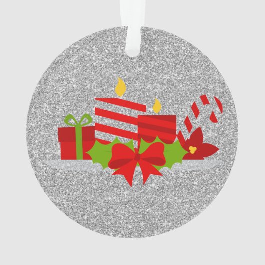 Christmas Potpourri Silver Imitats Glitzer Ornament (Rückseite)