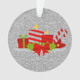 Christmas Potpourri Silver Imitats Glitzer Ornament