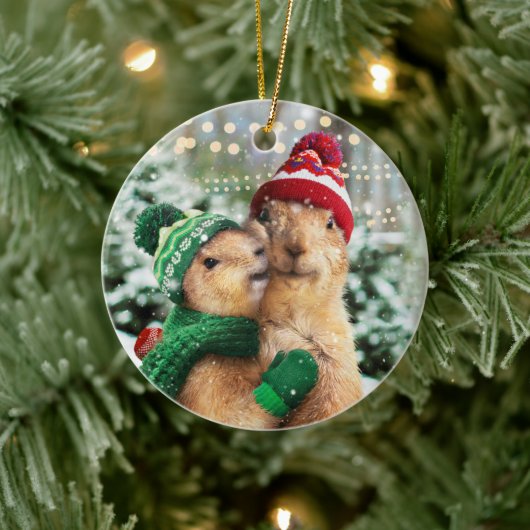 Christmas Prairie Dogs Keramik Ornament (Baum)