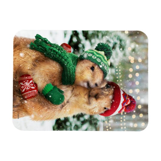 Christmas Prairie Dogs Magnet (Horizontal)