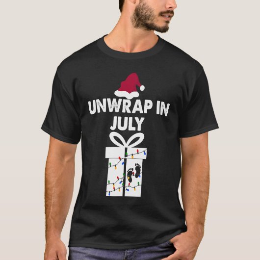 Christmas Pregnancy Announcement  Unwrap In July T-Shirt (Vorderseite)