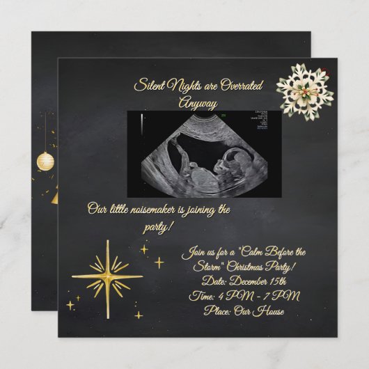Christmas Pregnancy Chalkboard Invitation (Vorne/Hinten)