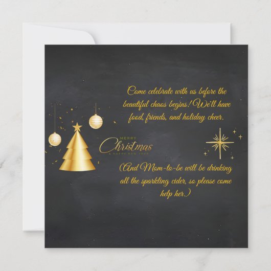 Christmas Pregnancy Chalkboard Invitation (Rückseite)