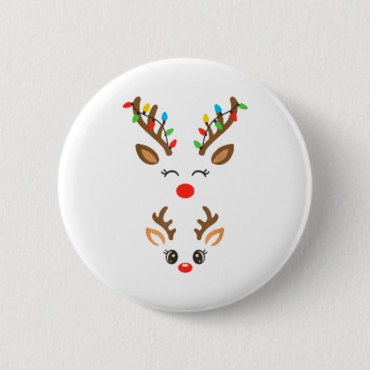 Christmas Pregnancy Reindeer Xmas Lights New Mom T Button (Vorderseite)