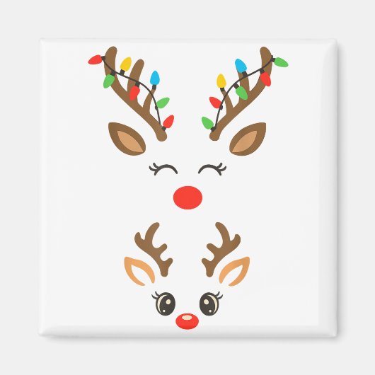 Christmas Pregnancy Reindeer Xmas Lights New Mom T Magnet (Vorne)