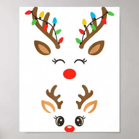 Christmas Pregnancy Reindeer Xmas Lights New Mom T Poster (Vorne)