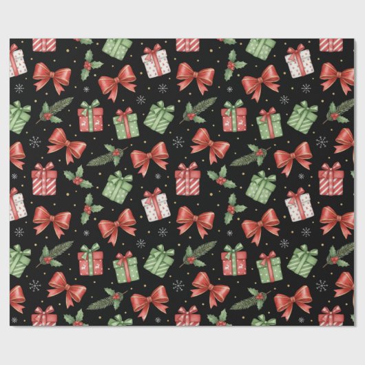 Christmas Presents, Black Geschenkpapier (Flach)