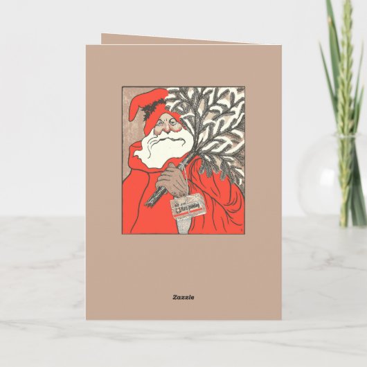 Christmas Pudding And Germanic Santa Vector Karte (Rückseite)