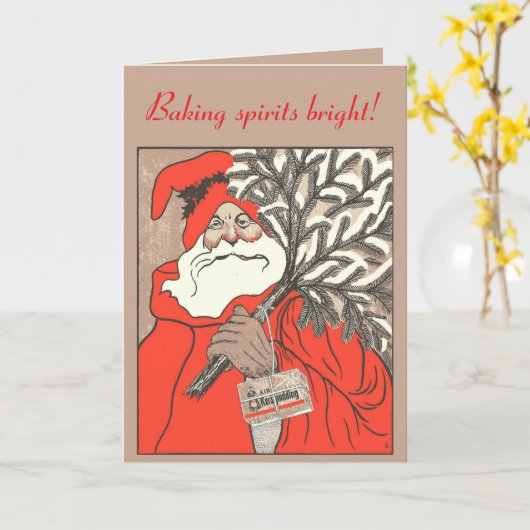 Christmas Pudding And Germanic Santa Vector Karte (Gelbe Blume)