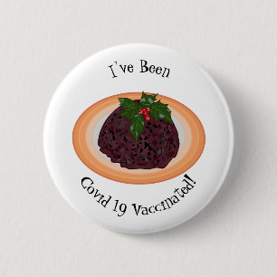 Christmas pudding cartoon illustration button
